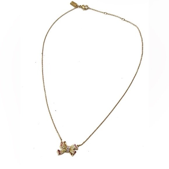 COACH Pavé Bow Pendant Necklace - Picture 2 of 8